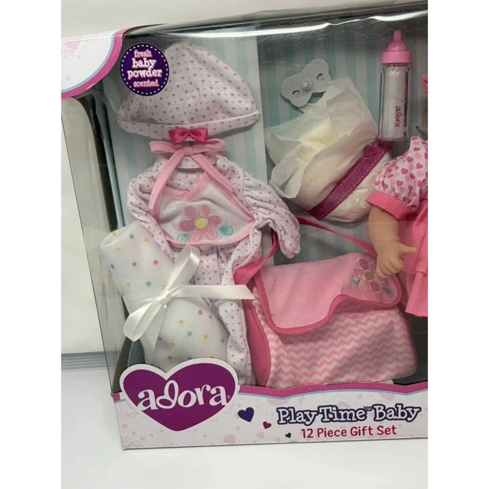 Adore play time baby 12 piece gift set doll bottle and more new open box